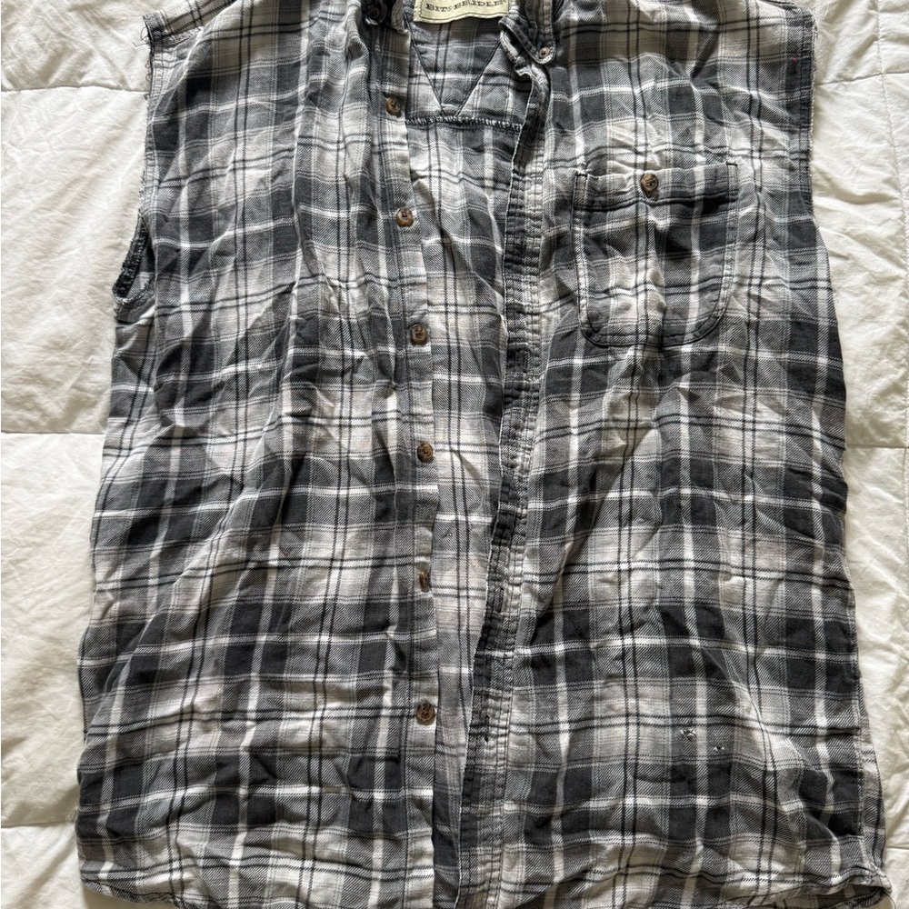 Big Buddha Black and White Plaid Sleeveless Shirt
